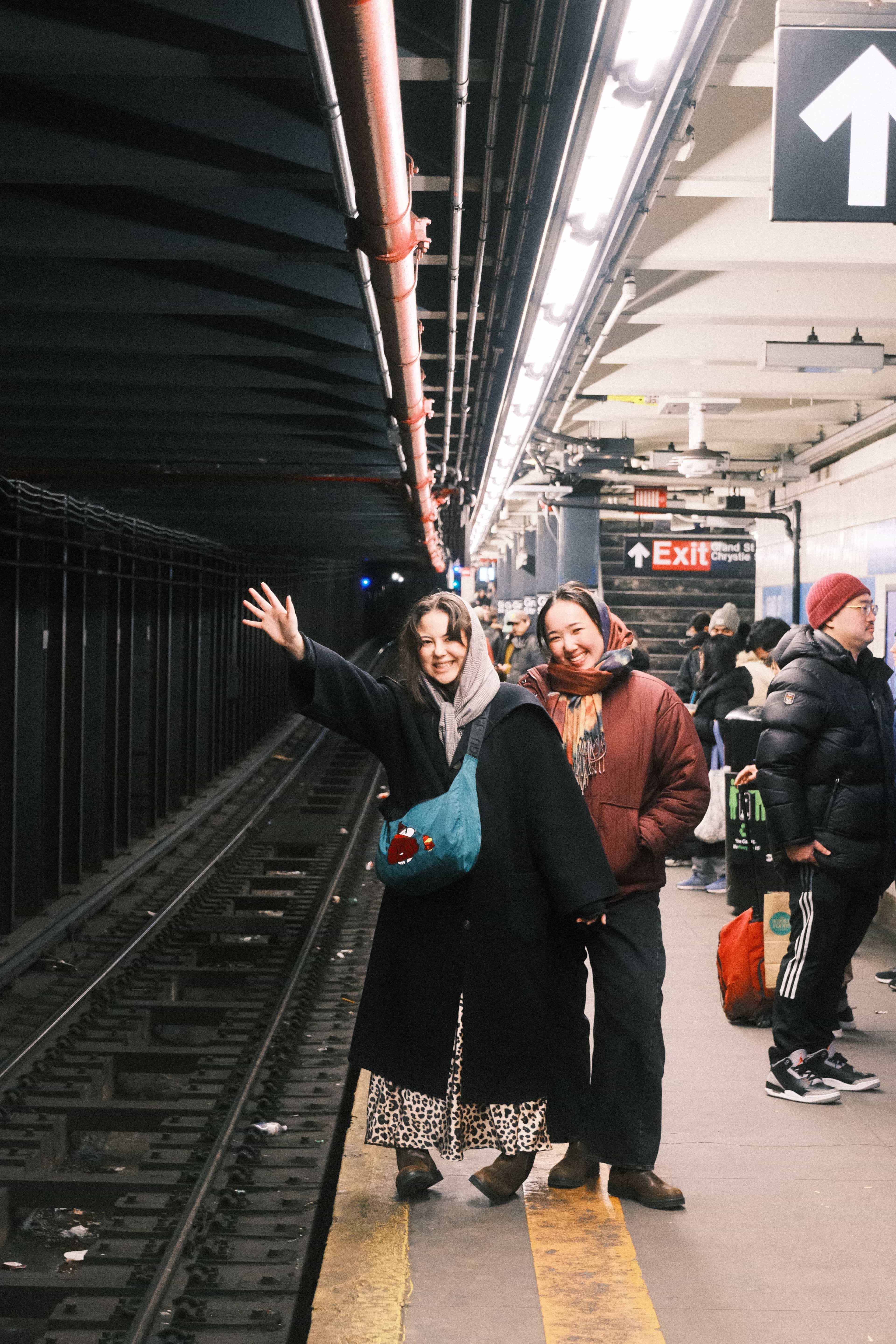 babushkas on the platform